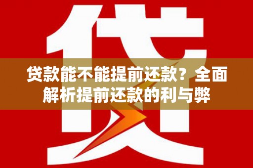 望谟贷款能不能提前还款？全面解析提前还款的利与弊