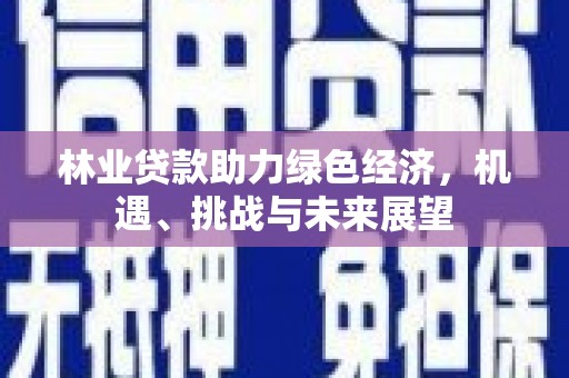 望谟林业贷款助力绿色经济，机遇、挑战与未来展望