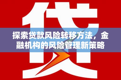 望谟探索贷款风险转移方法，金融机构的风险管理新策略