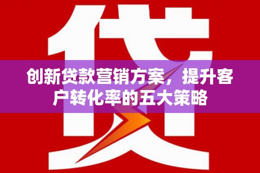 望谟创新贷款营销方案，提升客户转化率的五大策略
