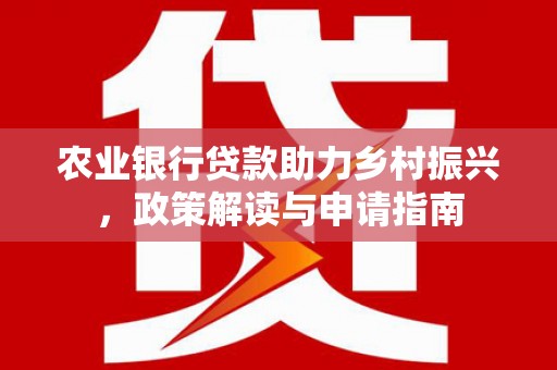 望谟农业银行贷款助力乡村振兴，政策解读与申请指南