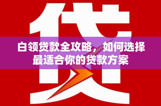 望谟白领贷款全攻略，如何选择最适合你的贷款方案